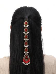 1 件时尚流苏头链，阿拉伯宫廷风格，适合节日和派对 - 氧化鍍金 - 查看 2