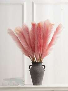 6 Pack Fluffy Artificial Pampas Grass For Table Vase Decoration 31.5 Inch Large Dried Flower Bouquet Home Bedroom Living Room Wedding Decoration Soft Natural Artificial/Fake Pampas Grass Non-Shedding, Party Birthday, Mother's Day Gift Decoration - Pink - View 2