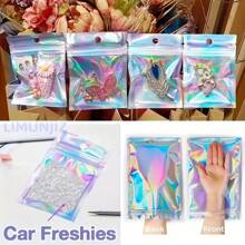 100 piezas de bolsas ziplock reutilizables de tamaños surtidos con un diseño de arcoíris a color, sellado automático, adecuadas para bolsas de dulces de pequeños negocios, bolsas de muestras con ventana frontal, bolsas de dulces para regalos de vacaciones