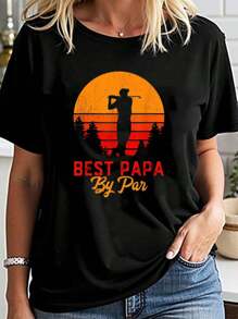 Mens Funny Father's Day T-Shirt Best Papa By Par Golf Love Gift - Black - View 1