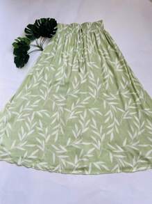Steve Store Women's Fashion Viscose Fabric Skirt With Lining, Has Pocket And Slit On The Sides - verde bebe - 查看 1