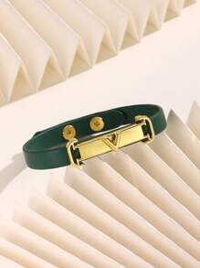 1pc Fashionable PU Leather Bracelet, Versatile Bangle, High Quality Gift For Valentine's Day, Mother's Day, Women's Daily Wear, Adjustable Length