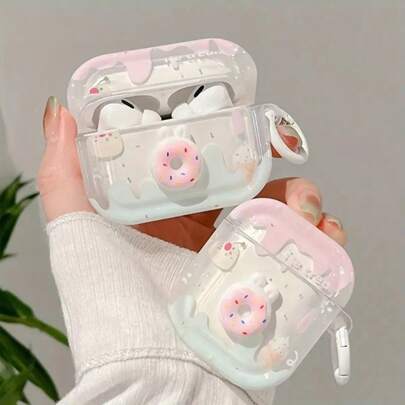 可爱甜甜圈冰淇淋图案 TPU 保护壳，兼容苹果 1/2/3/Pro - 防刮擦、防摔保护套，保护手机壳