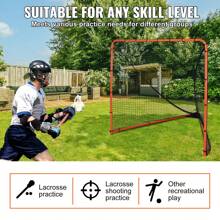 Lacrosse Goal, Hockey And Lacrosse Goal Backstop With Extended Coverage, Lacrosse Net, Steel Frame Or  Fiberglass Backyard Lacrosse Training Equipment, Portable Lacrosse Goal With Carry Bag, Quick & Easy Setup Collegiate Goal, Perfect For Youth Adult Training, Orange - Steel, 6*6 Feet, Folding - View 6
