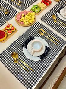 Kit 02 American Plaid Placemat Blue/ Pink/ Beige/ Green/ Red/ Black 35 Cm Printed Decoration - 黑色 - 查看 4