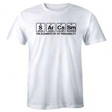 Sarcasm The Elements Of My Personality Funny Men's T-Shirt Sarcastic Humor Tee - White - View 1