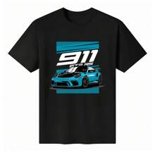 Unisex 100% Cotton Porsche 911 GT3 RS Graphic T - Shirt - Black - View 7