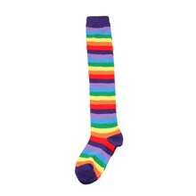Women Thigh High Socks Rainbow Striped Lolita Kawaii Cosplay Christmas Boot Socks - Màu tím - Xem 5