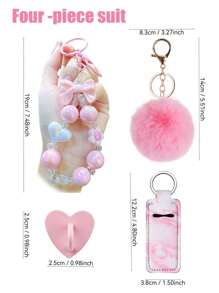 4 件/套-2025 四合一水瓶配件套装 - 蝴蝶结和绒球钥匙扣、带心形挂钩的唇膏架、用于定制玻璃杯的可拆卸美学饰品套装（波西米亚风/卡哇伊时尚风格） - 水杯配件吊坠套装 - 兼容 配件 - 钥匙扣 - 唇膏袋 - 毛绒扣 - 四件套爱心贴纸 - 杯子配件套装 - 适合情人节/圣诞节/母亲节/生日作为礼物 - 彩色 - 查看 13