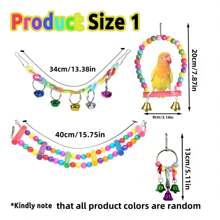 Set de 15 piezas de juguetes de pájaros de colores aleatorios, incluye bolas de ratán para masticar, bloques de madera, perchas, escaleras de escalada, juguetes para loros y suministros para mascotas - Multicolor - Ver 2