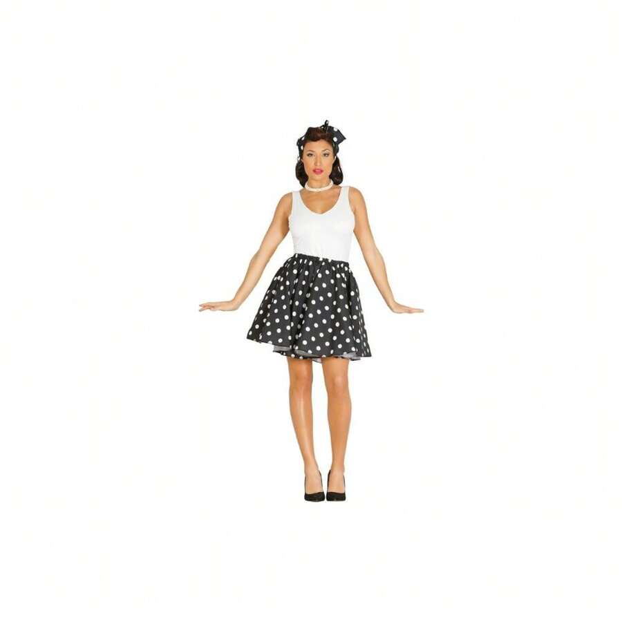 Fiesta Guirca Women's 1950s Black Polka Dot Rock & Roll Costume - UK 14-16 - Black and White - View 1