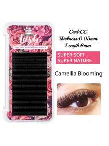12 Rows MASSCAKU CC Curl 0.05mm 0.07mm 8-20mm&Mix Length Camellia Blooming Eyelashes Extensions Matte Black Professional One Second Automatic Flowering Single Lashes Supplies For Beauty Makeup Uselash Clusters,Eyelash Clusters,Individual Eyelashes,Lashes,Fake Lashes