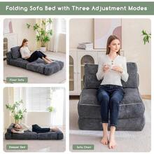 Sofá cama plegable con almohada, colchón plegable con soporte trasero, sillón plegable portátil, sofá cómodo para sala de estar, recámara - Gris - Ver 5