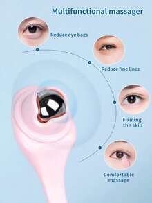 1pc Stainless Steel 360-Degree Massage Ball Eye Massager, For Reducing Puffiness And Dark Circles, Pink Color, Skincare Facial Massage Tool - Multicolor - View 2