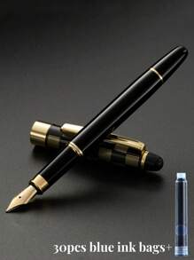 [Customized] 1pc High-Quality Electroplated Elegant Customized Refillable Fountain Pen With 0.5mm Fine Nib, Smooth Writing, Includes 30pcs 2.6mm Ink Cartridges. A Thoughtful Daily Writing/Calligraphy Pen Gift For Coworkers, Family, Valentine's Day, Back-To-School, Graduation, Christmas, Father's Day, Teacher's Day, Thanksgiving, Christmas, Mother's Day, Birthday, Personalized Gift - Multicolor - View 14