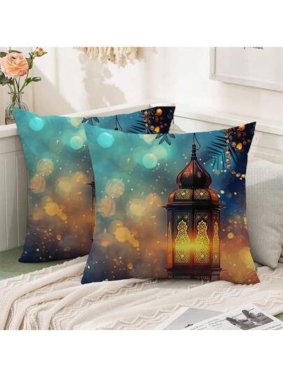 2 件极简主义波西米亚花卉绘画抱枕套，抽象几何图案汽车座椅靠背卧室沙发装饰靠垫套，17.7 * 17.7 英寸（无填充物）