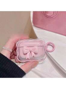 Cute AirPods Pro 2/1 Generation Clear Case, Girly 3D Bowknot Design Soft TPU Shockproof Kawaii Apple IPod Pro 2/1 Generation Protective Case, Keychain Girl 2023/2022/2019 - Pink - Multicolor - View 4