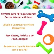 Kit 7 Brinquedos Pet De Mordedor de Borracha Atóxica Cachorro Gato Filhote Pequeno e Médio Porte