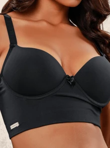 Slim Cropped Bra Reinforced Premium Cup Underwire Wide Adjustable Straps Wide Side Shaper Daily Comfort Women's Intimate Fashion Slim Model Lingerie Girl Resistant - Đen và trắng - Xem 2