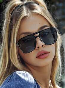 1pc/20pcs Women Plastic Pilot Frame Advanced Sense Unique Double Beam Design Tortoiseshell Frame Vintage Classic Elegant Shades Basics Fall Winter Shades Basics Fashion Eyeglasses Combination For Western Party Driving Travel Beach Shopping Suitable For All Face Shapes Accessories