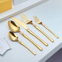 30 pièces Set de couverts en acier inoxydable de couleur or, convenant pour une utilisation domestique quotidienne et pour les fournitures scolaires