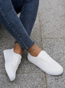 Women's White Sneakers, Platform Casual Shoes, Celebrity Style Non-Slip Breathable Fabric Student Shoes - White - View 3