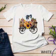 Papillon Gifts Clothing Papillon Dog In Country Wagon T-Shirt