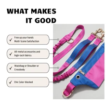 WOONONO Hands Free Dog Leashes With Zipper Pouch, Nylon Sport Waist Belt Leash,Retractable Bungee Waist Belt Leash With Soft Padded Dual Handles For Jogging Walking Training