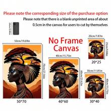 1 幅非洲风格抽象油画墙画 - 无框非洲女性肖像、充满活力的日落风景、珠宝、客厅、卧室装饰海报 - 无需电力，白色 - 彩色 - 查看 5