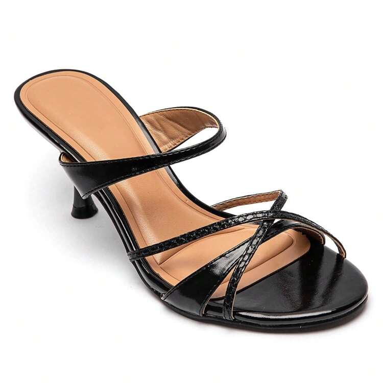 Summer Fashionable Versatile Minimalist High Heel Sandals - Black - View 2