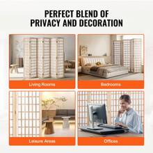 Room Dividers, 3-6 Panel Japanese Room Dividers, Indoor Wooden Folding Privacy Screens, Japanese Style Partition Portable Decorative Screens For Room Dividers Home Office Dining Room And Bedroom - 6 tấm, hoa văn kim cương - Xem 6