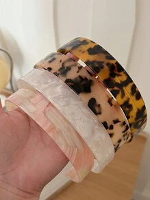 1条法式经典时尚宽版琥珀色豹纹醋酸纤维发箍，防滑齿设计，表面光滑，加厚款，适合女性佩戴，可作发带、发箍、动物纹发饰、头饰等。 - 彩色 - 查看 4