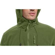 Cotrasen Men's Casual Hooded Multi-Pocket Fleece Jacket Winter Windproof Warm Jacket Coat - Army Green - View 4