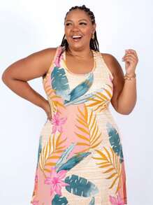 Women's Plus Size Loose Dress - Rusty Rose - View 4