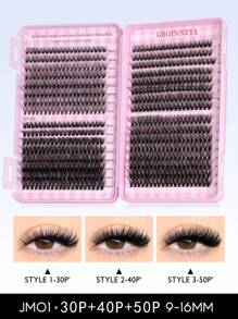 GROINNEYA 3/28Rows Individual Eyelashes Book Large Capacity 9-16mm Mixed Length Cluster Eyelashes For Beginner DIY At Home Eyelashes Extensions Set
