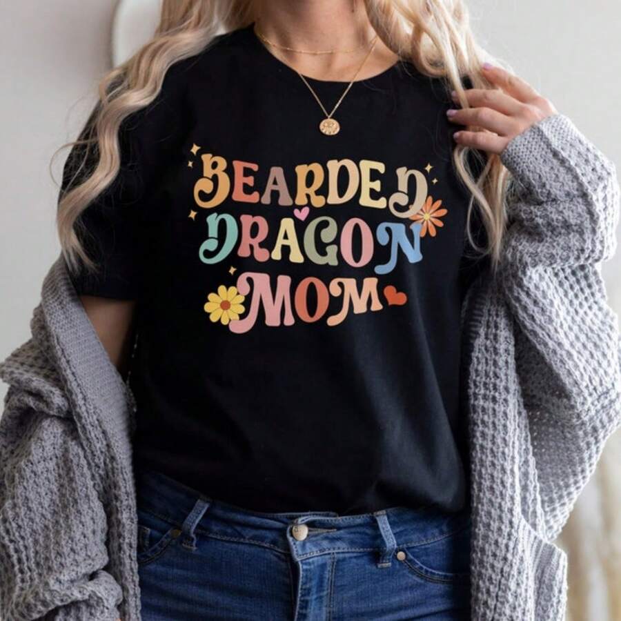 Bearded Dragon Mom Shirt, Pet Reptile Lover Gift, Bearded Dragon Lover Shirt, Bearded Dragon Owner Gift, Beardies Shirt, Pet Bearded Dragon - Black - View 1