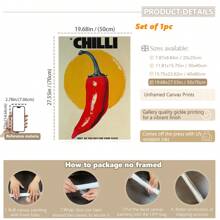 1 Stück, Leinwandbild zum Aufhängen, gerahmt, Leinwandkunstdruck mit Chilischoten, modernes dekoratives Kunstposter, modischer Vintage-Wandbehang für Zuhause, Büro, Bad, Wohnzimmer, Schlafzimmer, Esszimmer - Innen- und Außenkunstwerk