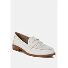 Clotilda Perforated Low Heel Loafers