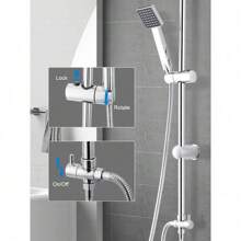 Shower Riser Kit Shower Mixer Twin Head Shower Set Bathroom Square Mixer With Handheld Shower And 8" Square Overhead Adjustable Rainfall Shower Taps And Hose Chrome Plated Kit (Square) Home Bathroom Decor Summer - Square - View 3