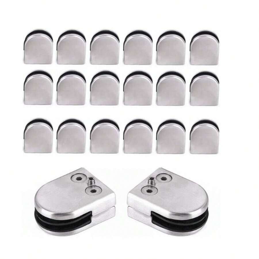 kangten 20 Pcs Glass Clamps 8-10mm Stainless Steel Bracket Clip Holder For Railing Stair - Silver - View 1