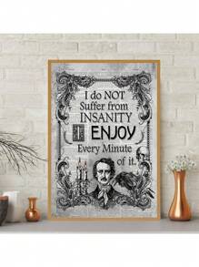 1PC Canvas Painting Abstract Poe Art Gothic Mounted Newspaper Insanity Quote Poster Posters And Print Wall Decor Room Decoration Wall Art Pictures Aesthetic For Living Home Bedroom Decor No Frame