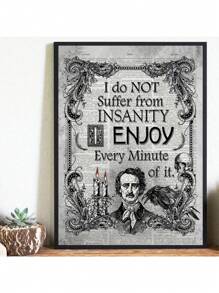 1PC Canvas Painting Abstract Poe Art Gothic Mounted Newspaper Insanity Quote Poster Posters And Print Wall Decor Room Decoration Wall Art Pictures Aesthetic For Living Home Bedroom Decor No Frame
