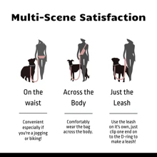 WOONONO Hands Free Dog Leashes With Zipper Pouch, Nylon Sport Waist Belt Leash,Retractable Bungee Waist Belt Leash With Soft Padded Dual Handles For Jogging Walking Training