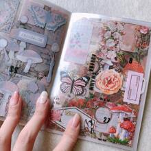 Vintage florale Schmetterling Natur Poesie Briefmarke Dekorative Aufkleber für Scrapbooking, Trash Journal, DIY Handwerk, Album, Handy-Hülle, Notizbuch, Kalender, Notizblock, Schulmaterial, Rückkehr zur Schule