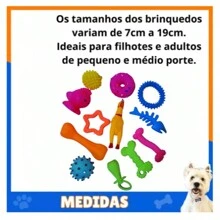 Kit 7 Brinquedos Pet De Mordedor de Borracha Atóxica Cachorro Gato Filhote Pequeno e Médio Porte