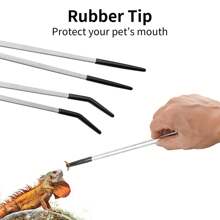 2PCS Stainless Steel Reptile Feeding Tongs With Rubber Tip,Straight & Curved Long Tweezers For Aquarium Or Craft, Bearded Dragon Tank Snakes Enclosure Accessories, Terrarium Supplies - Multicolor - View 3