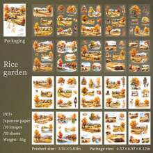 20 件乡村风景贴纸书，季节系列，剪贴簿装饰贴纸套装，学校用品，返校