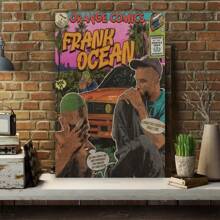 Wooden Framed Frank Ocean-Inspired Vintage Orange Comic Canvas Art Prints, Waterproof Soft Canvas Wall Decor For Home & Office, Perfect Gift For Bedroom And Lounge - Perfect For Room Decor For New Year, Valentinc'S Day, Living Room, Bathroom, Bedroom, Kitchen