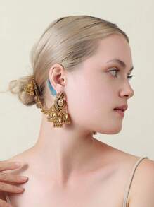 1 对阿拉伯宫廷风格流苏耳环套装，适合派对和节日，两种佩戴方式 - 氧化鍍阿拉伯風耳飾套裝 - 查看 5