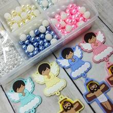 Kit para montagem de 4 terço católico Infantil Candy Color várias cores + caixa rosário terços emborrachado